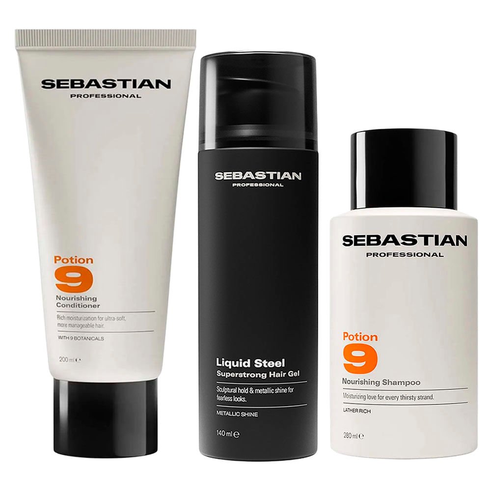 Kit Sebastian - Shampoo Potion 9 + Condicionador Potion 9 + Gel Fixador Steel