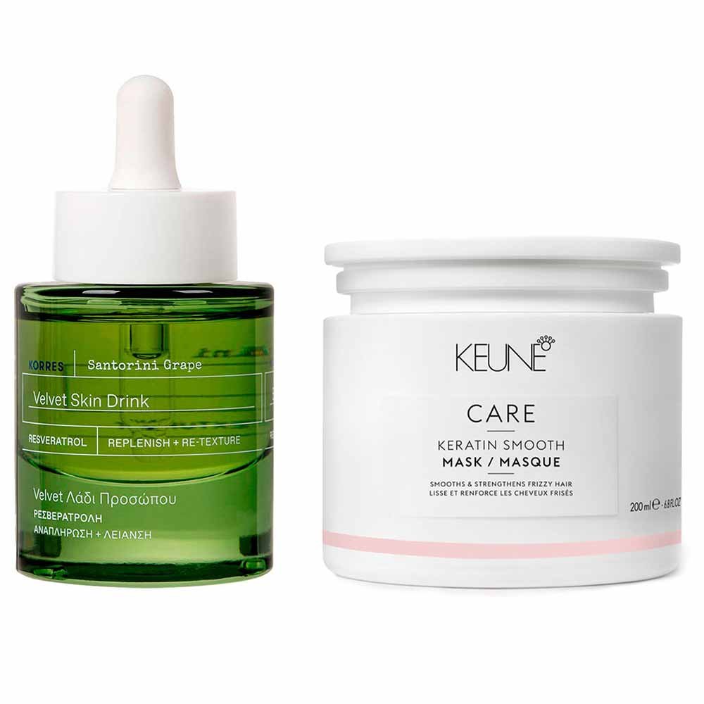 Keune & Korres Kit – Máscara Reparadora + Sérum Antioxidante