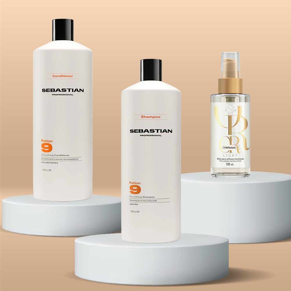 Kit Sebastian Potion 9 - Shampoo + Condicionador  + Óleo Wella ÚNICO 2