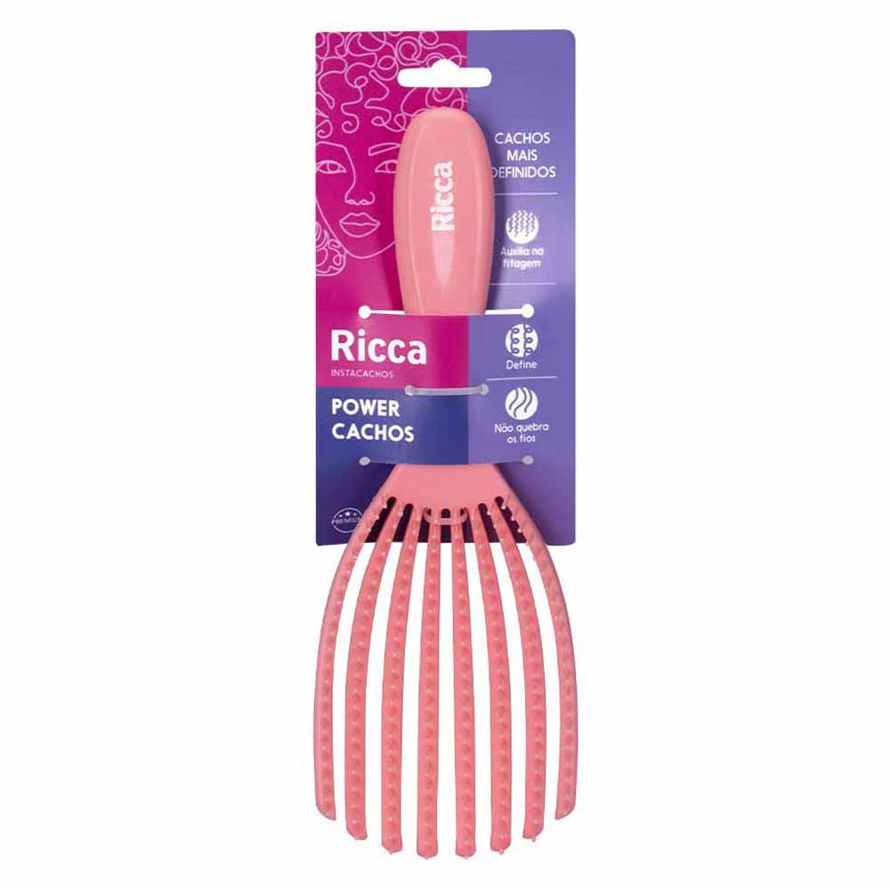 Escova de Cabelo Ricca Fitagem Power Cachos Rosa 4