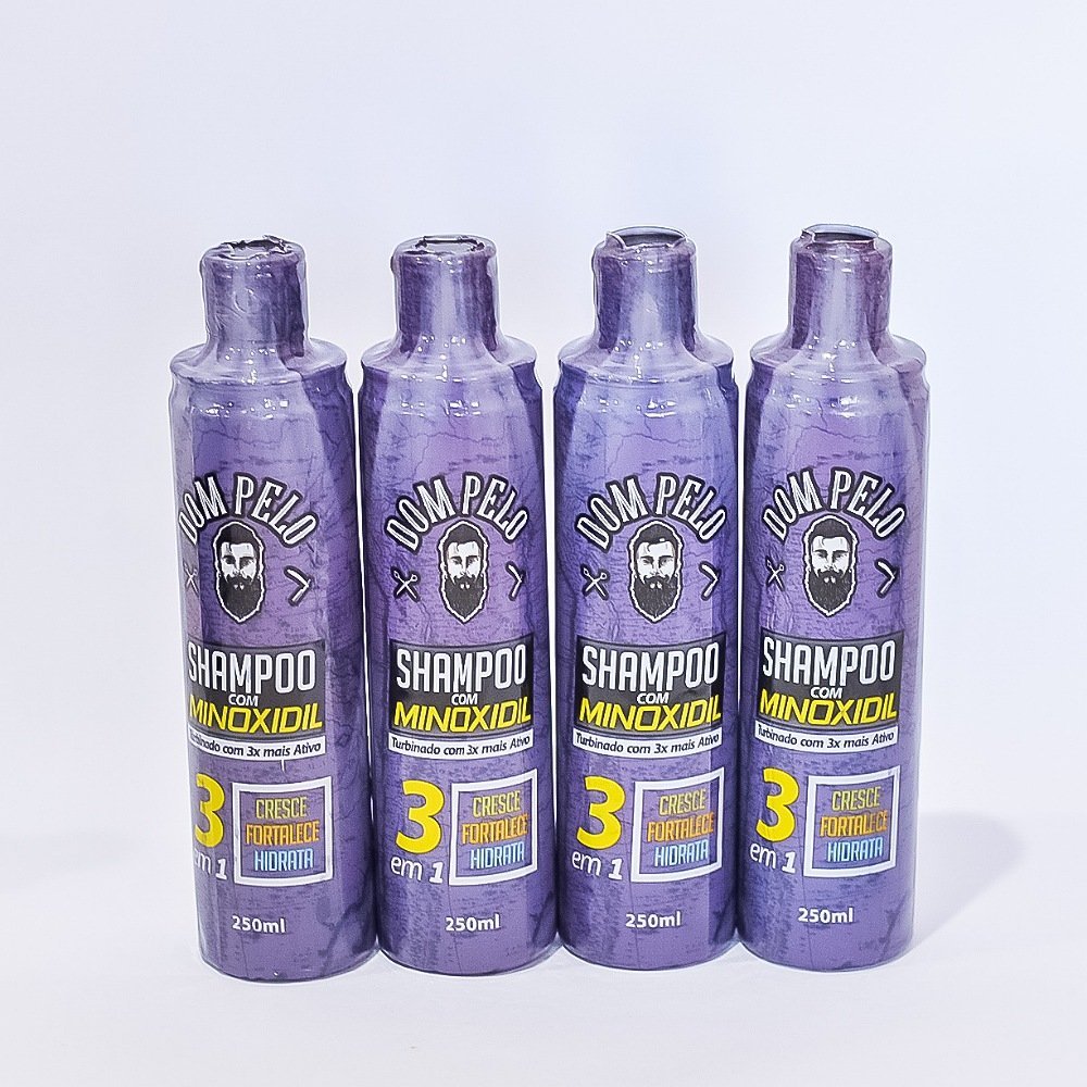 Kit com 4 Shampoo com Minoxidil 15% - Dom Pelo (250ml cada)