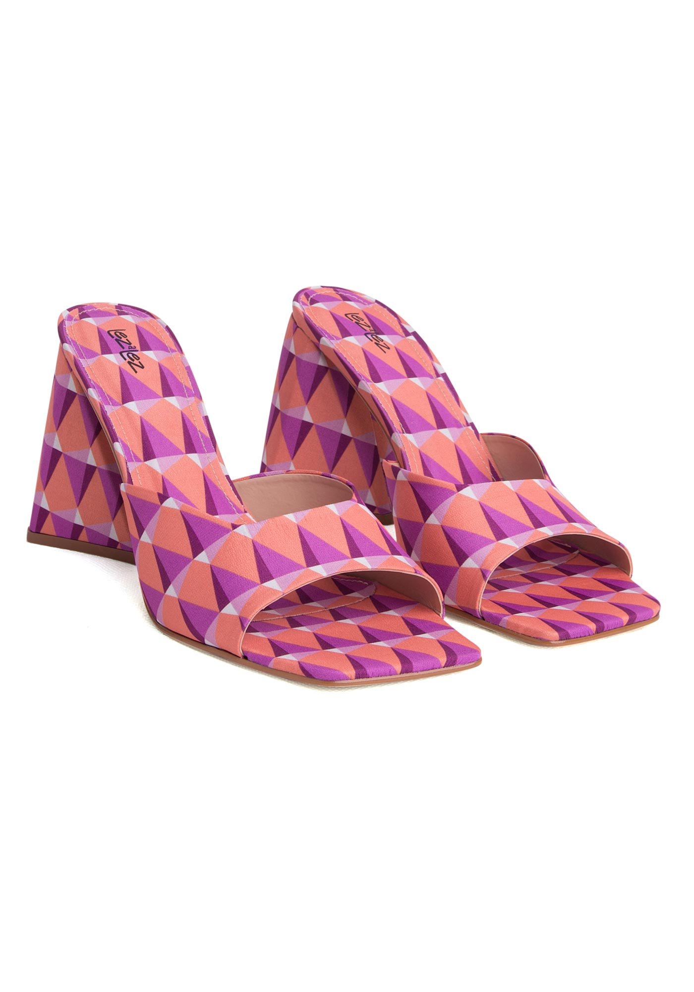 Sandália Mule Estampado com Salto Flare Rosa 5