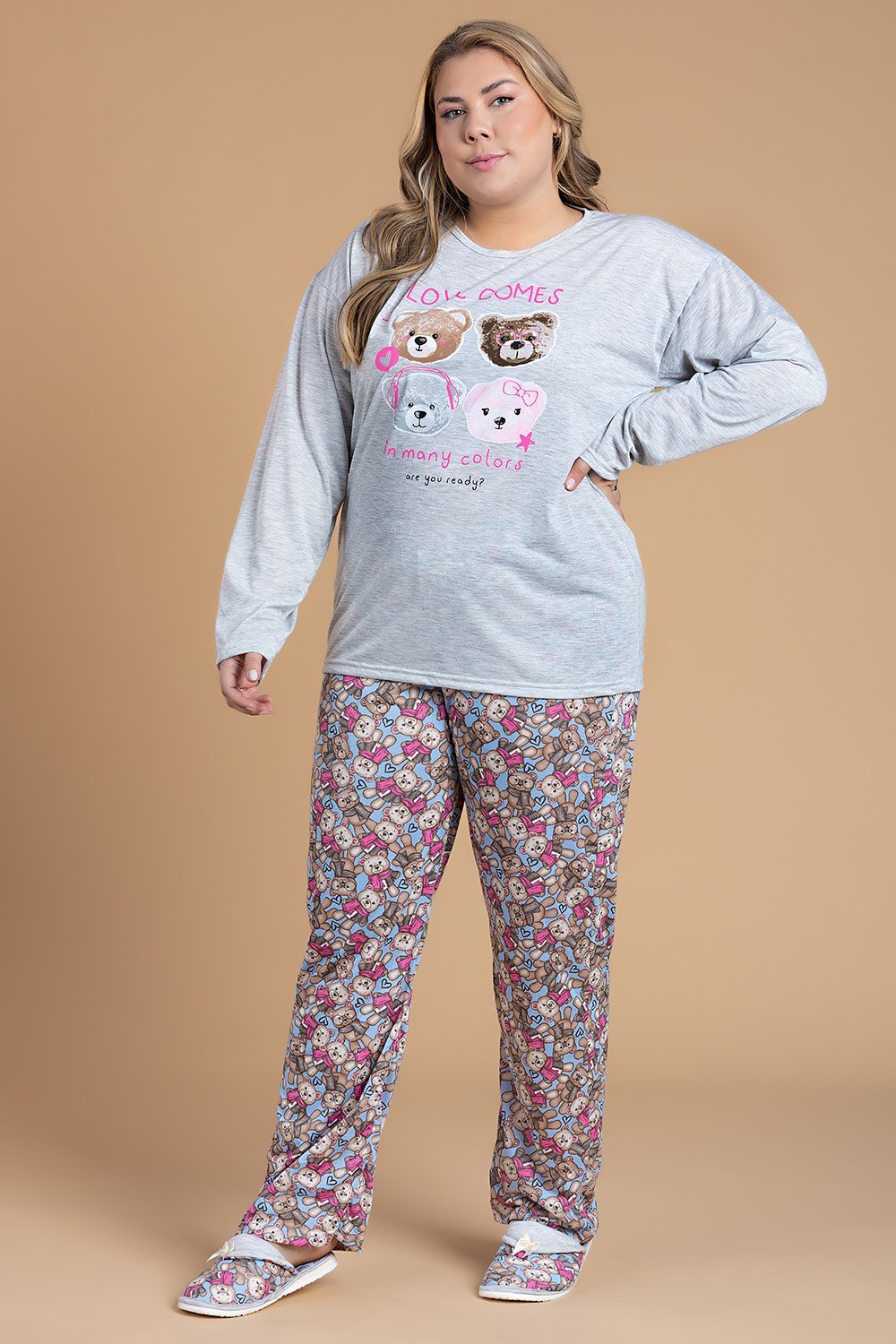 Pijama coral Solini cinza Tamanhos para pijamas, roupões e roupa M