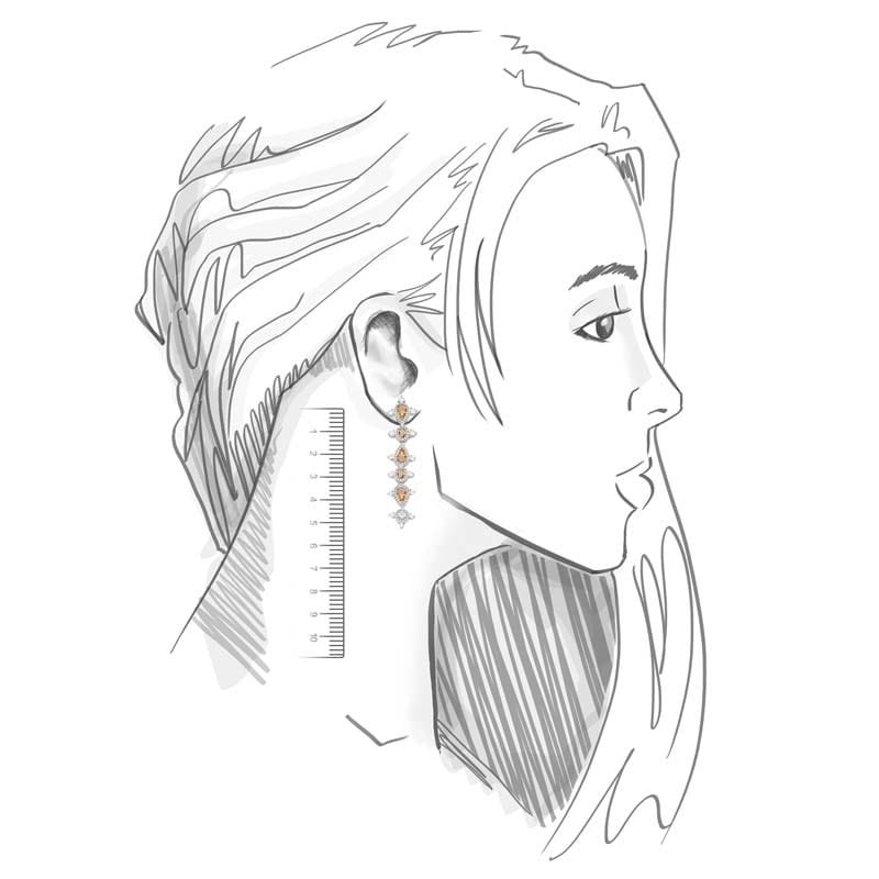 Brinco De Festa Pendulo Luxo Ana Laura com cristais marrom e zirconias em rodio Prata 2