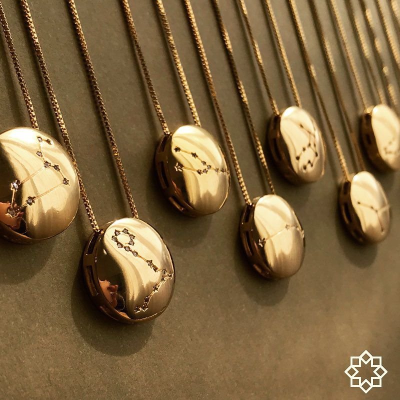 Colar De Signo Constelacao De Sagitario banhado em ouro 18k Dourado 4