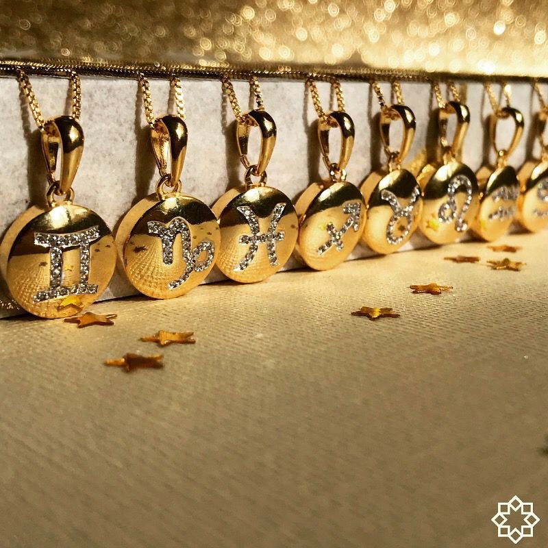 Colar De Signo Virgem Com Zirconias banhado em ouro 18k cordao Dourado 3