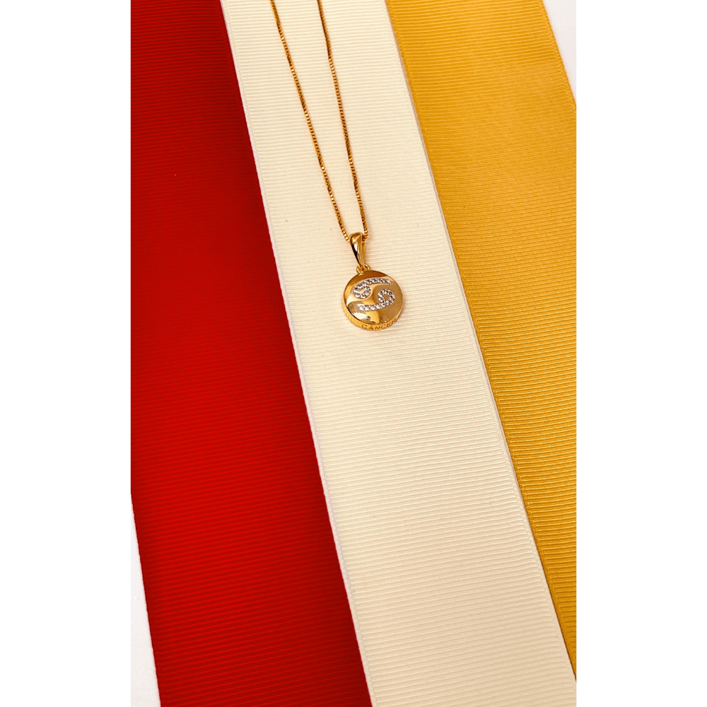 Colar De Signo Cancer Com Zirconias  banhado em ouro 18k cordao Dourado 3