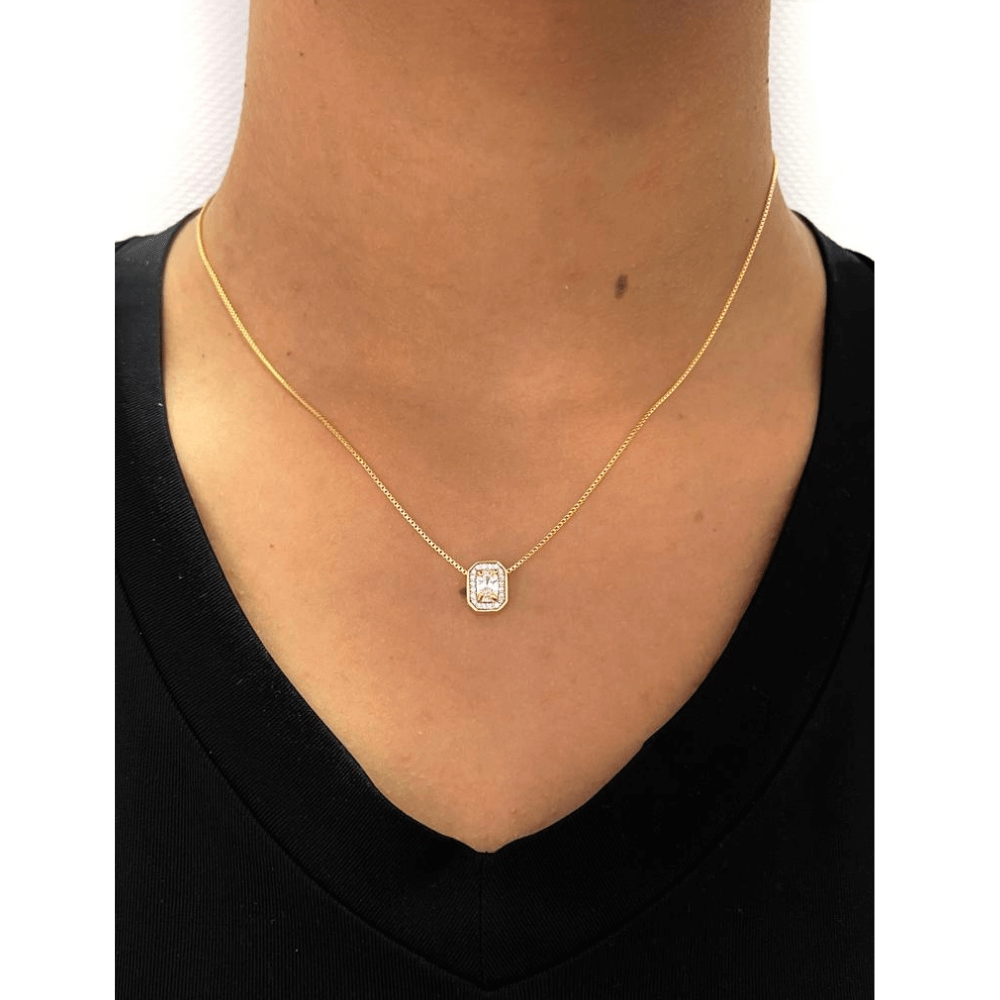 Conjunto Colar e Brinco Lisa com zirconias cravacao luxo banhado em ouro 18k Dourado 2