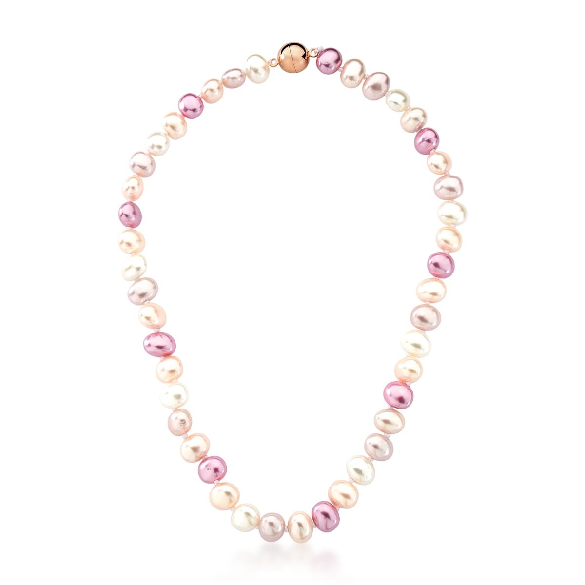 Colar com Perolas Ovais Doris 1cm em Quatro Tons banhado em ouro rose Multicores 1