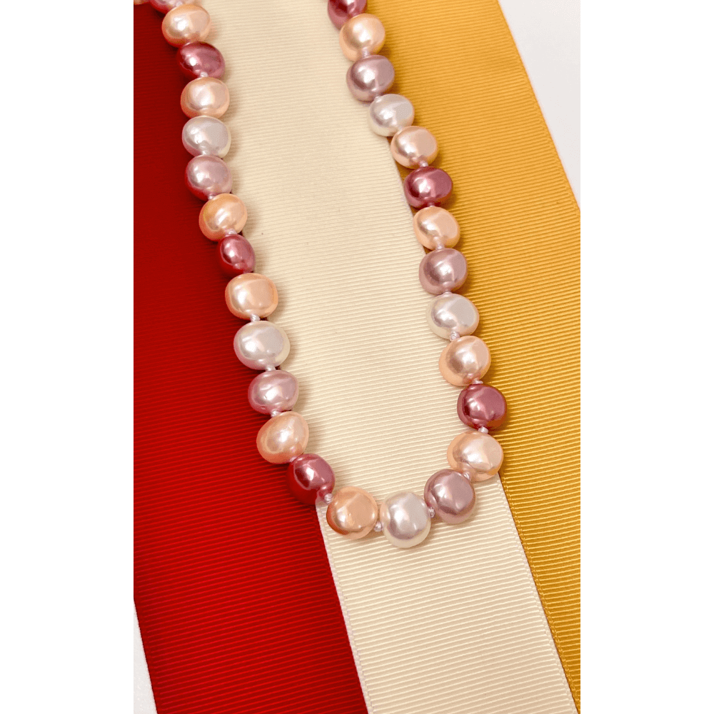 Colar com Perolas Ovais Doris 1cm em Quatro Tons banhado em ouro rose Multicores 3