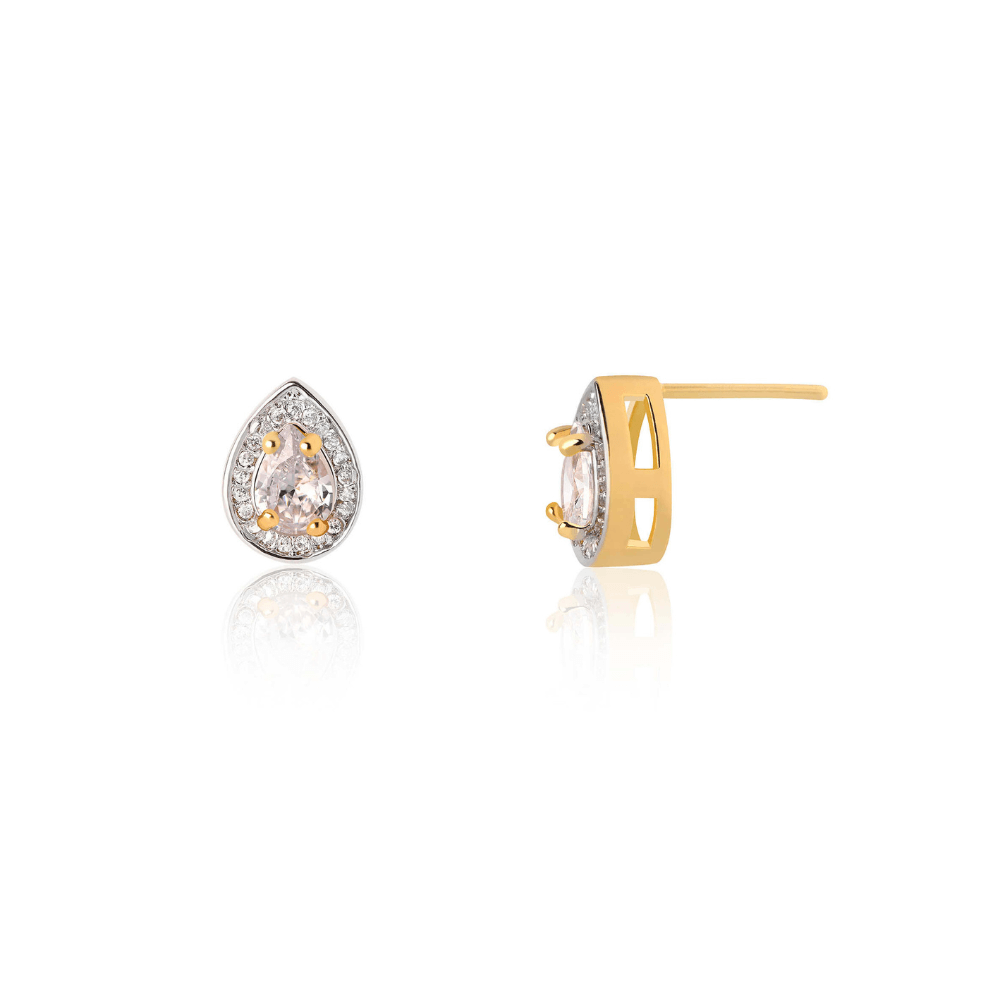 Conjunto Colar e Brinco em gota Luxo com zirconias banhado em ouro 18k Dourado 2