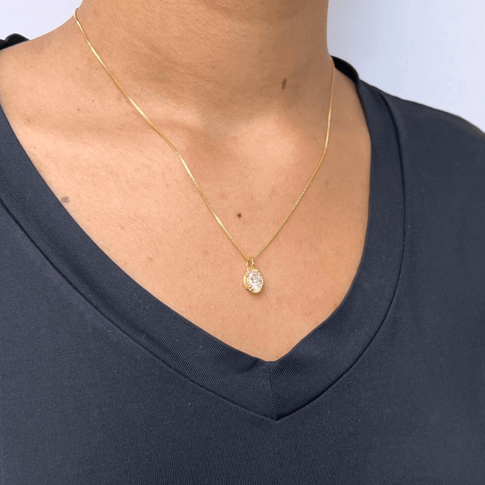Conjunto Colar e Brinco em Luxo com zirconias banhado em ouro 18k Dourado 4