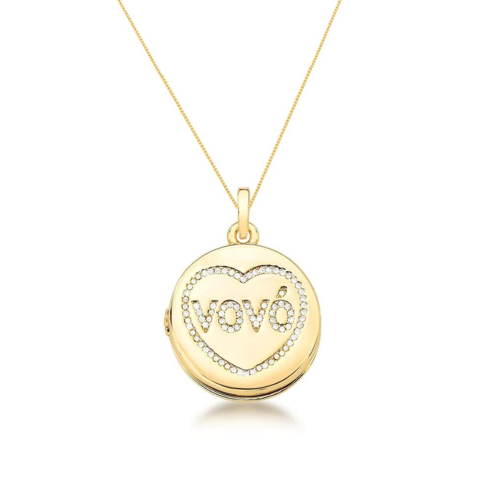 Colar Relicario Vovo banhado em ouro 18k - corrente 45cm + 5cm avo Dourado 1