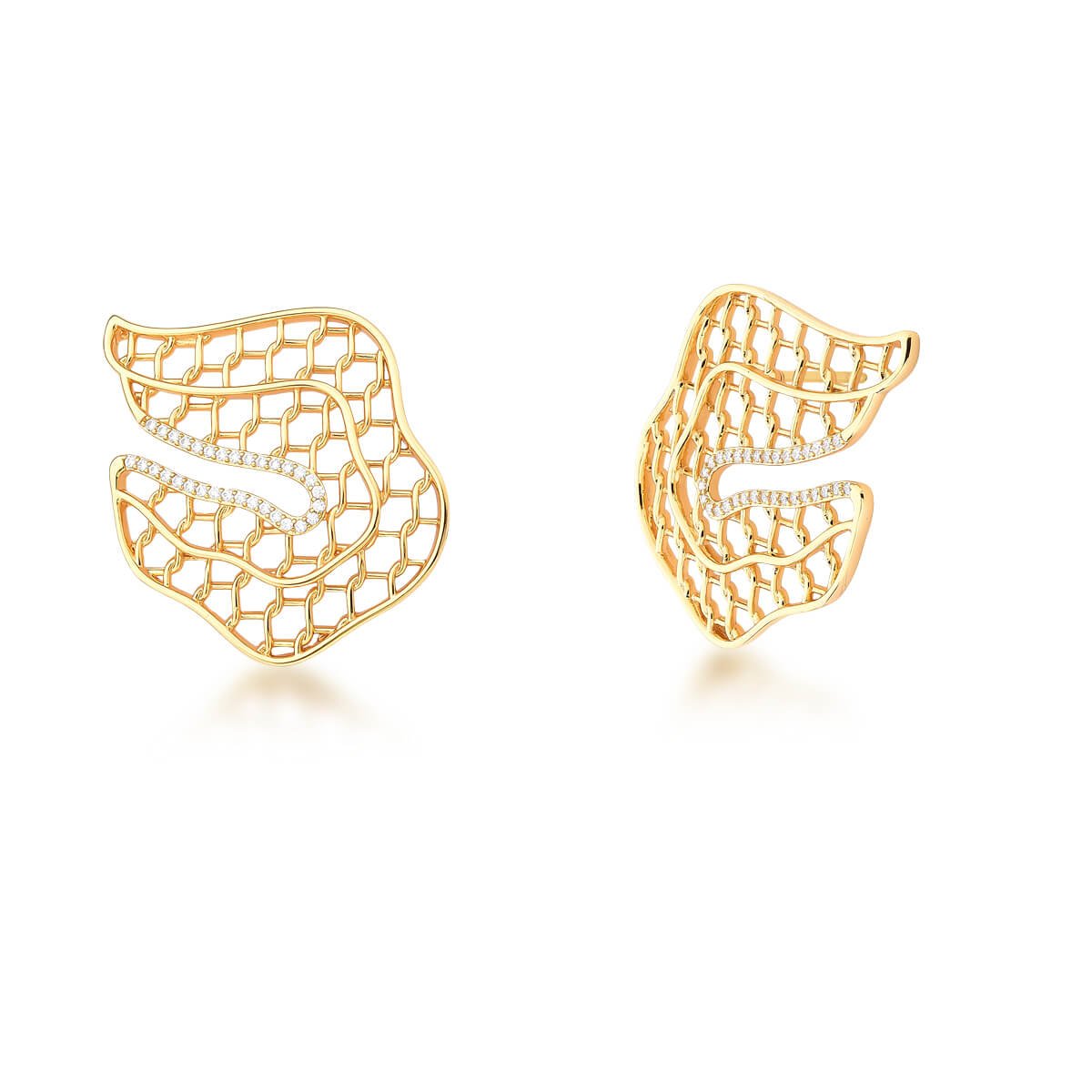 Brinco Ivy banhado em ouro com com zirconias 