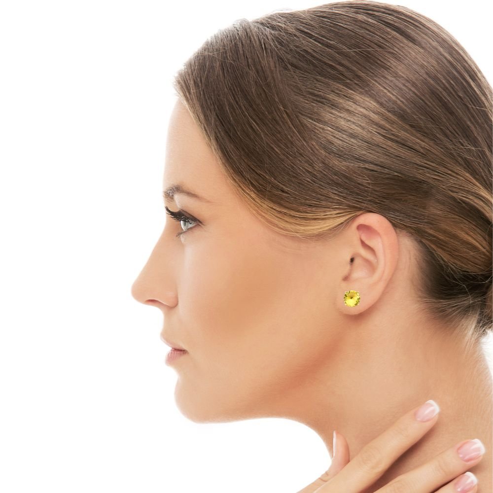 Brinco Ponto De Luz cristal cor prasiolita banhado em ouro 18k Dourado 2