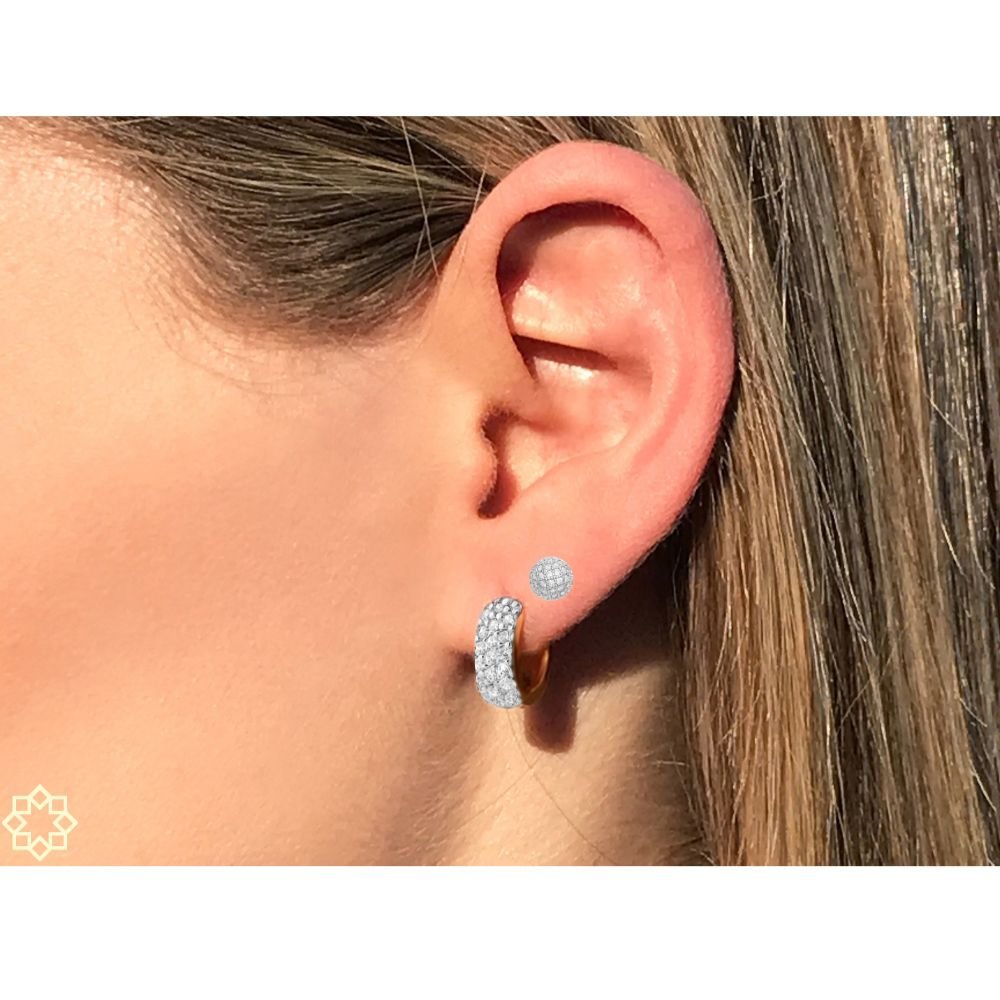 Conjunto Brinco de Argolas com brinco bolinha com zirconias banhado em ouro 18k Dourado 2
