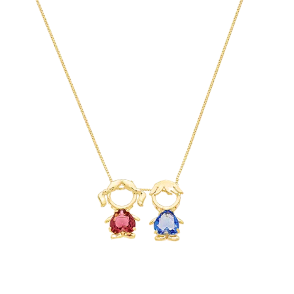 Colar menino menina cristal banhado em ouro 18k Dourado 1