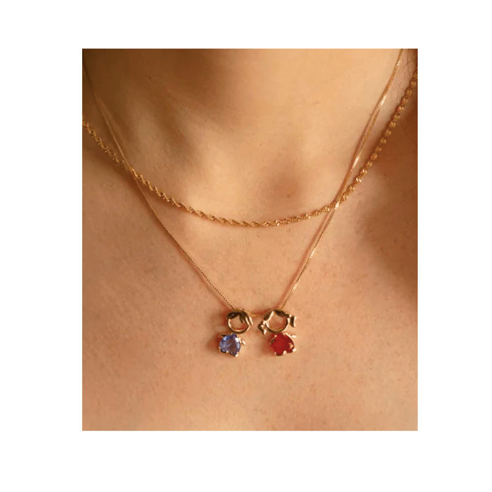 Colar menino menina cristal banhado em ouro 18k Dourado 2