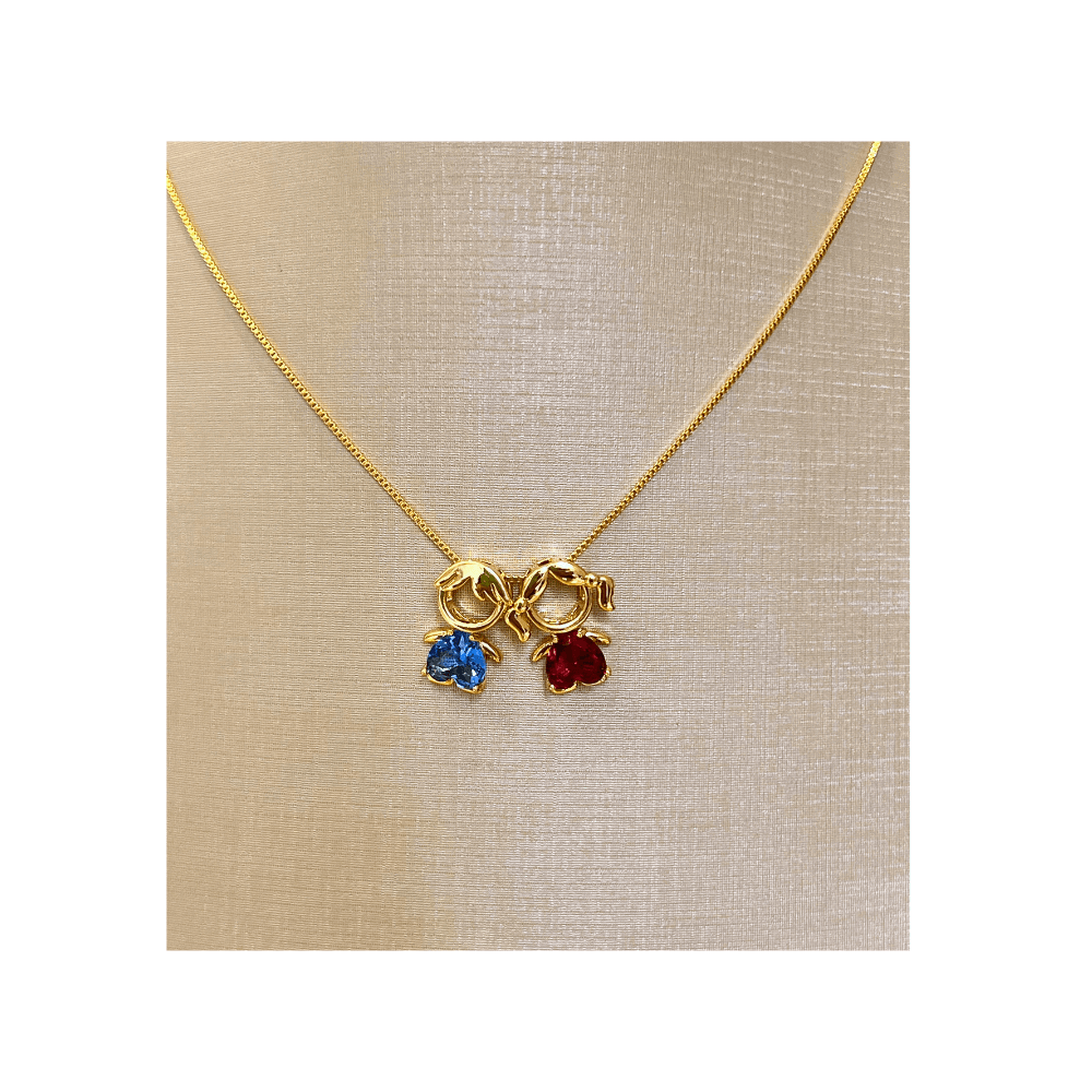 Colar menino menina cristal banhado em ouro 18k Dourado 3