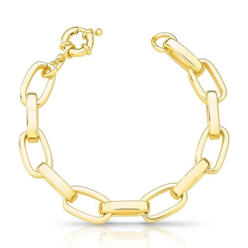 Pulseira com Elos Ovais Lisos Feminina banhada em ouro 18k