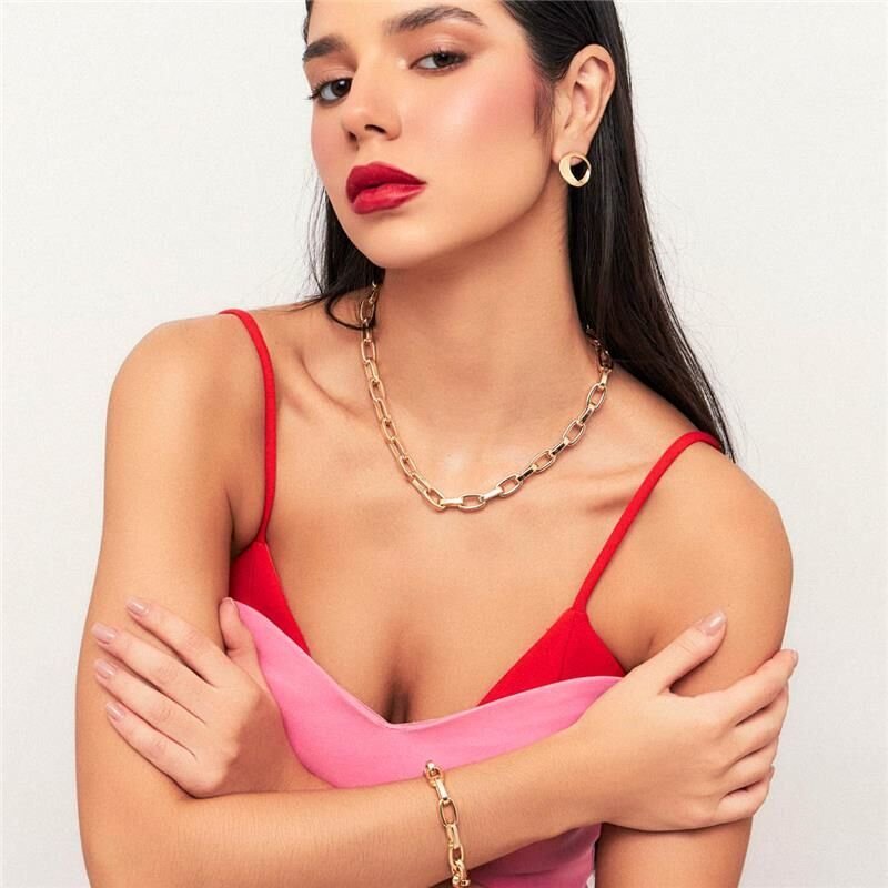 Pulseira com Elos Ovais Lisos Feminina banhada em ouro 18k Dourado 3