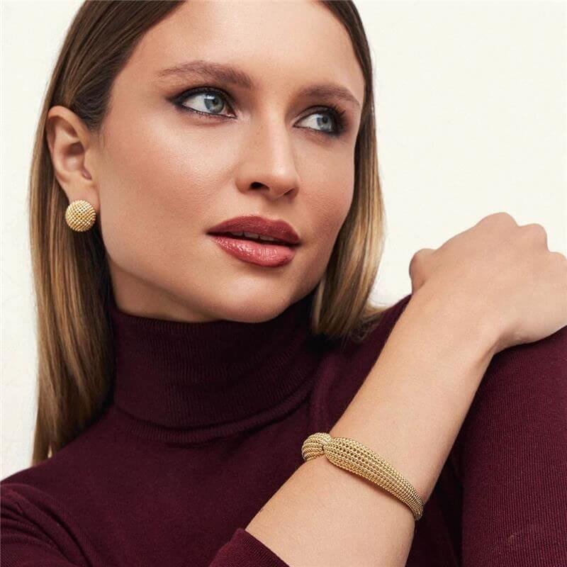 Bracelete feminino esferas banhado  em ouro 18k Dourado 3