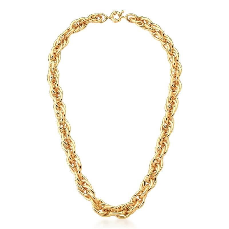 Colar de Elos trancados lisos banhado em ouro 18k