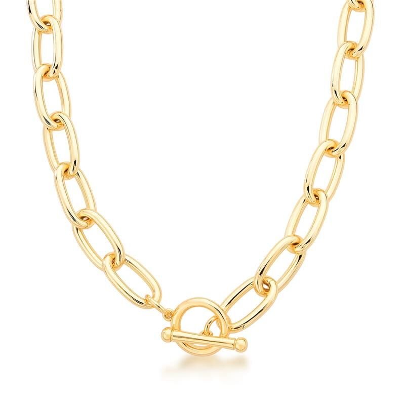 Colar de Elos Ovais lisos banhado em ouro 18k Dourado 1