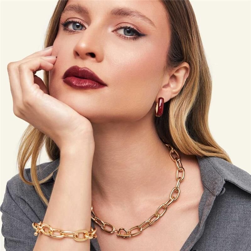 Colar de Elos Ovais lisos banhado em ouro 18k Dourado 3