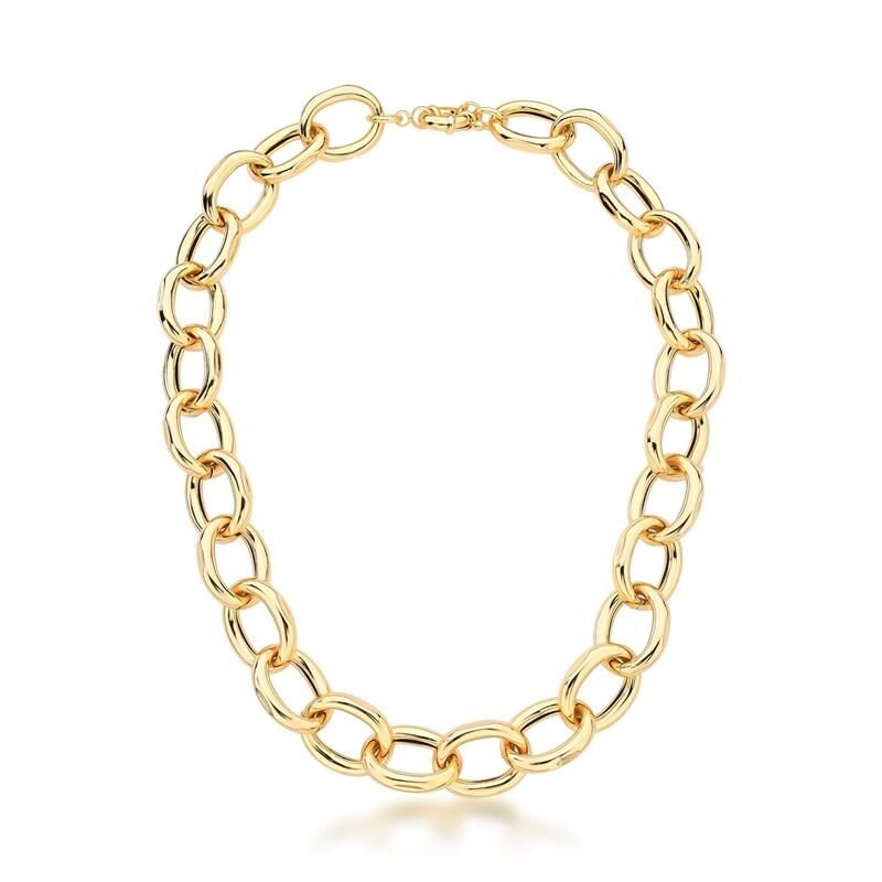 Colar com Elos Ovais medios e lisos banhado em ouro 18k Dourado 1
