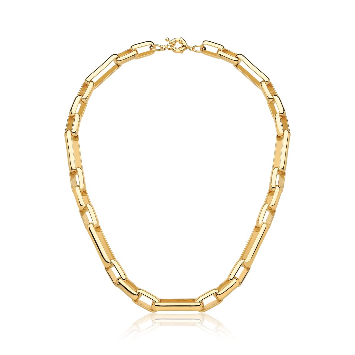 Colar com Elos retangulares banhado em ouro 18k