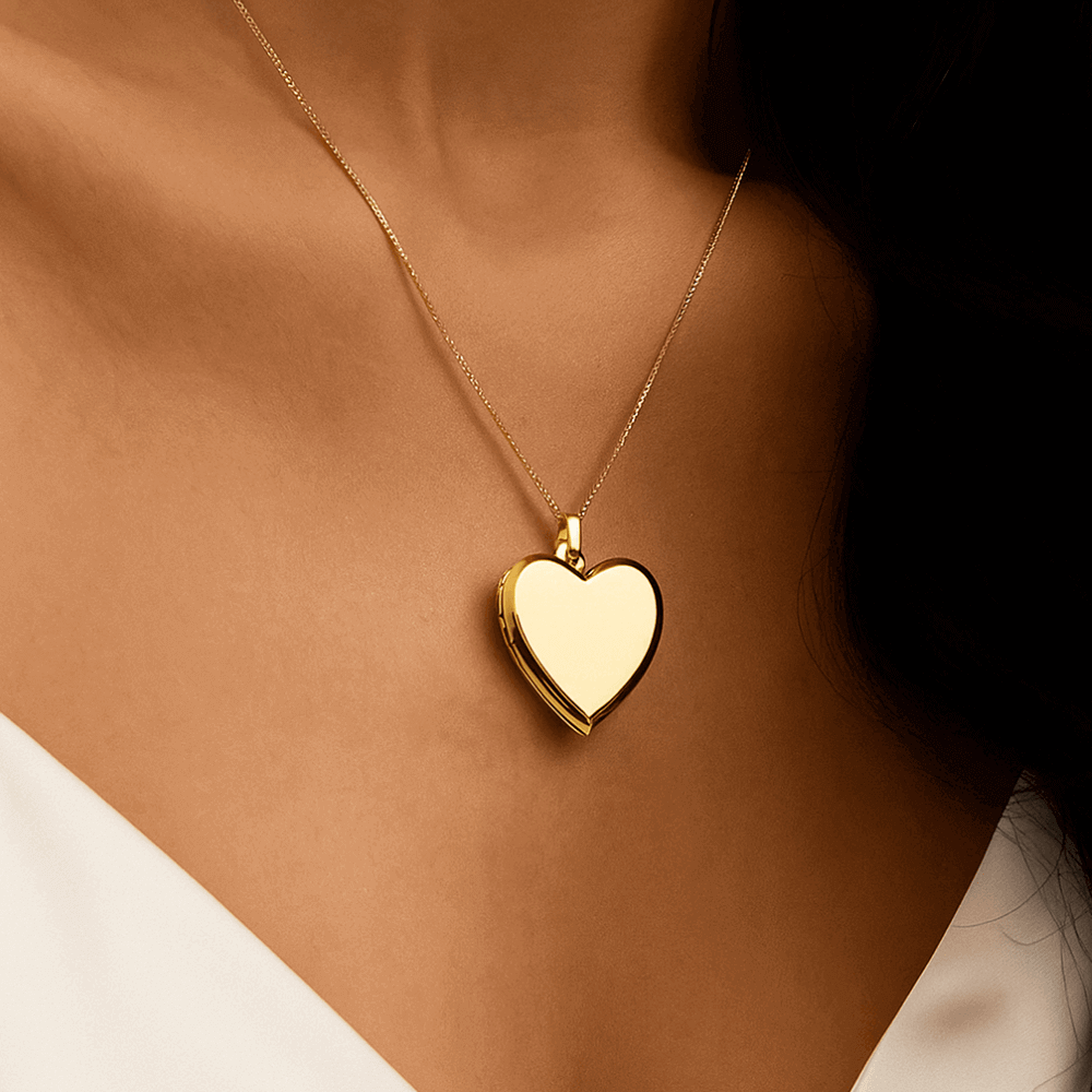 Colar Relicario Coracao Medio banhado em Ouro 18k - 2 fotos Dourado 2