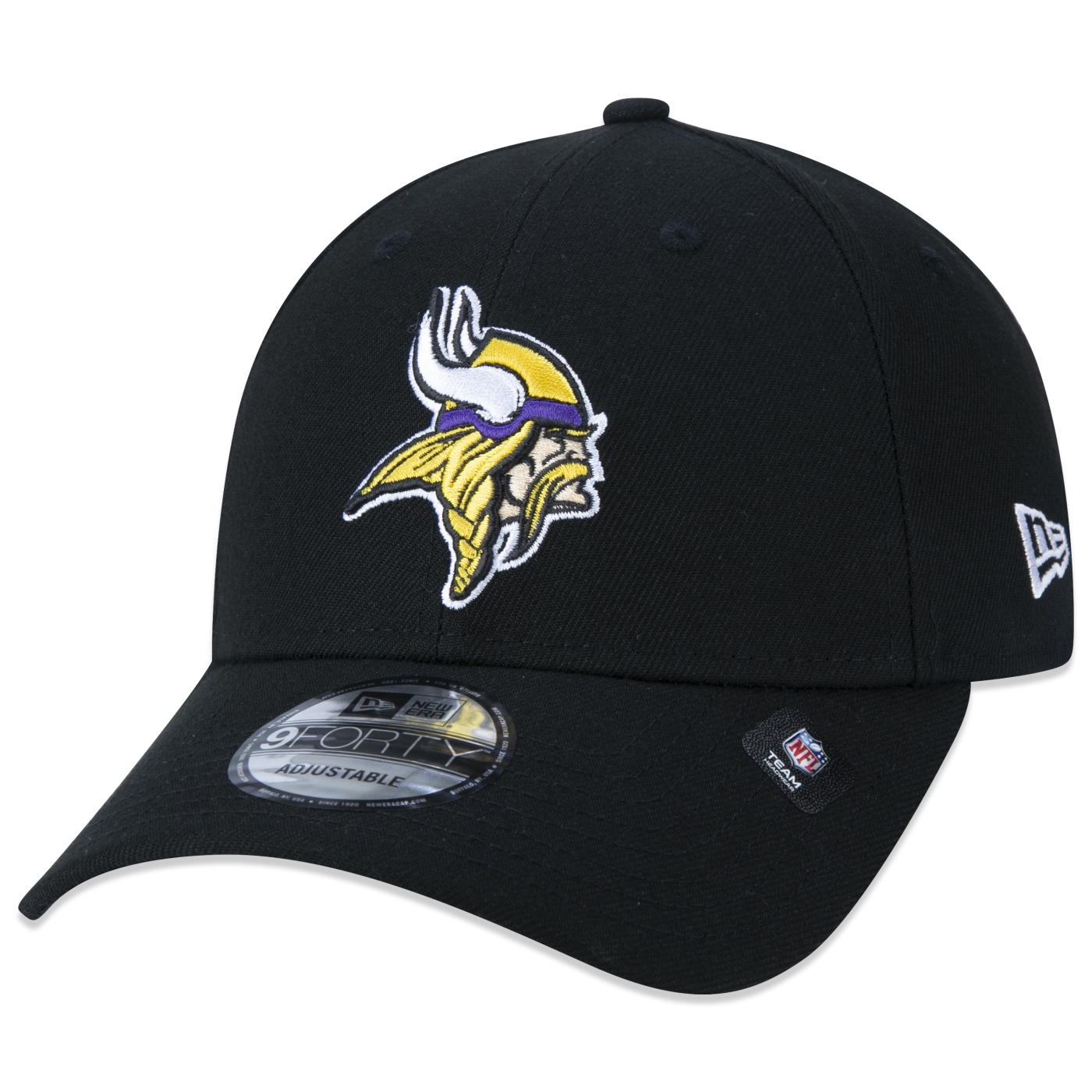 Bone New Era 9FORTY Snapback NFL Minnesota Vikings Aba Curva Roxo Preto 1