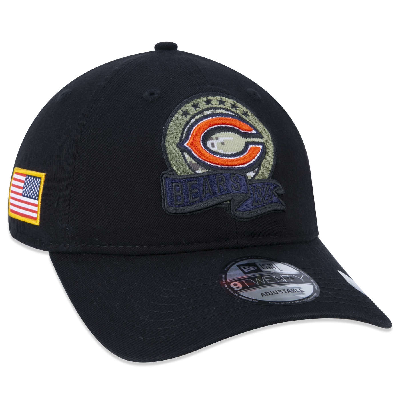 Bone New Era 9TWENTY Chicago Bears Salute To Service 2022 Aba Curva Preto 1