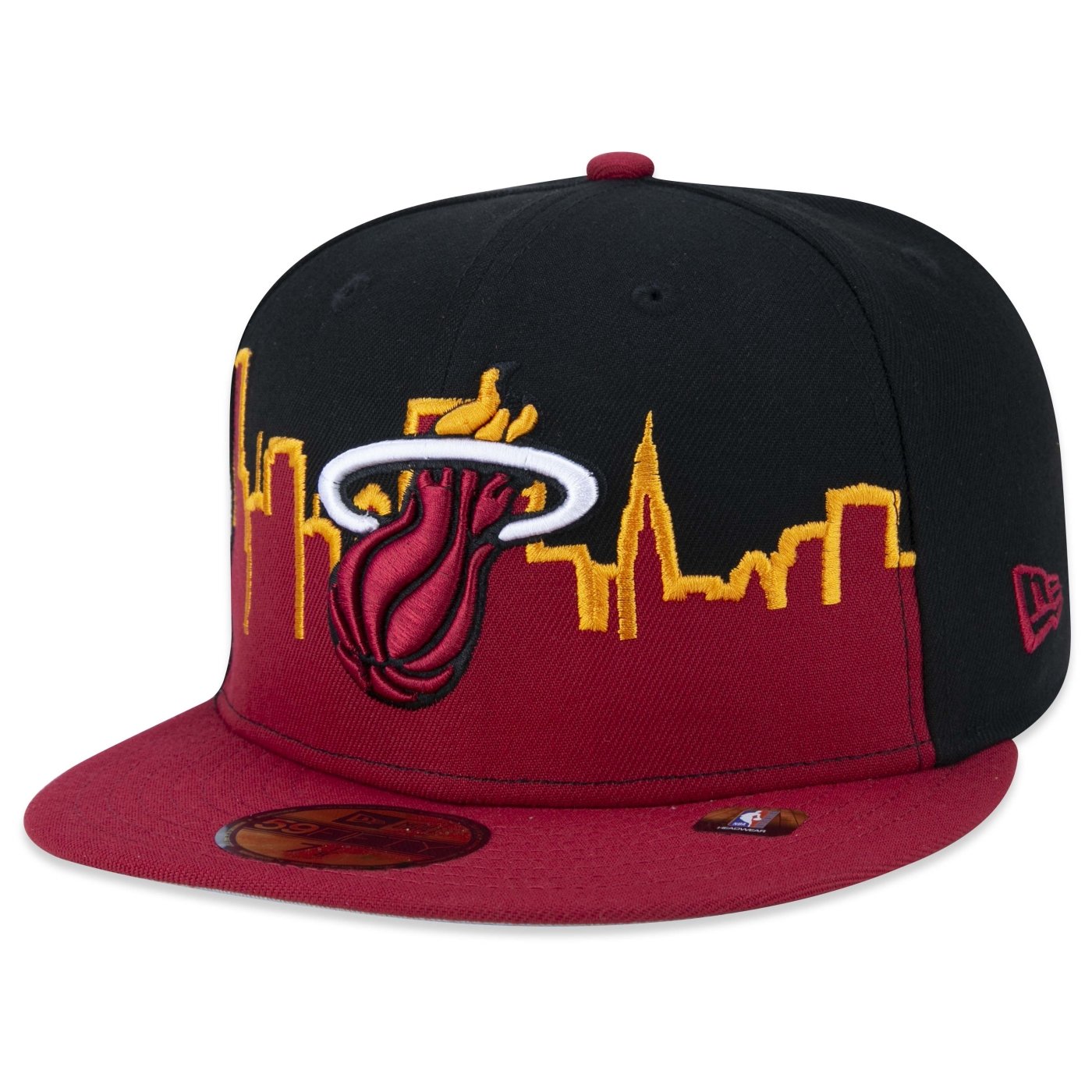 Boné New Era 59FIFTY Miami Heat Tip-Off Aba Reta Fitted Preto 3