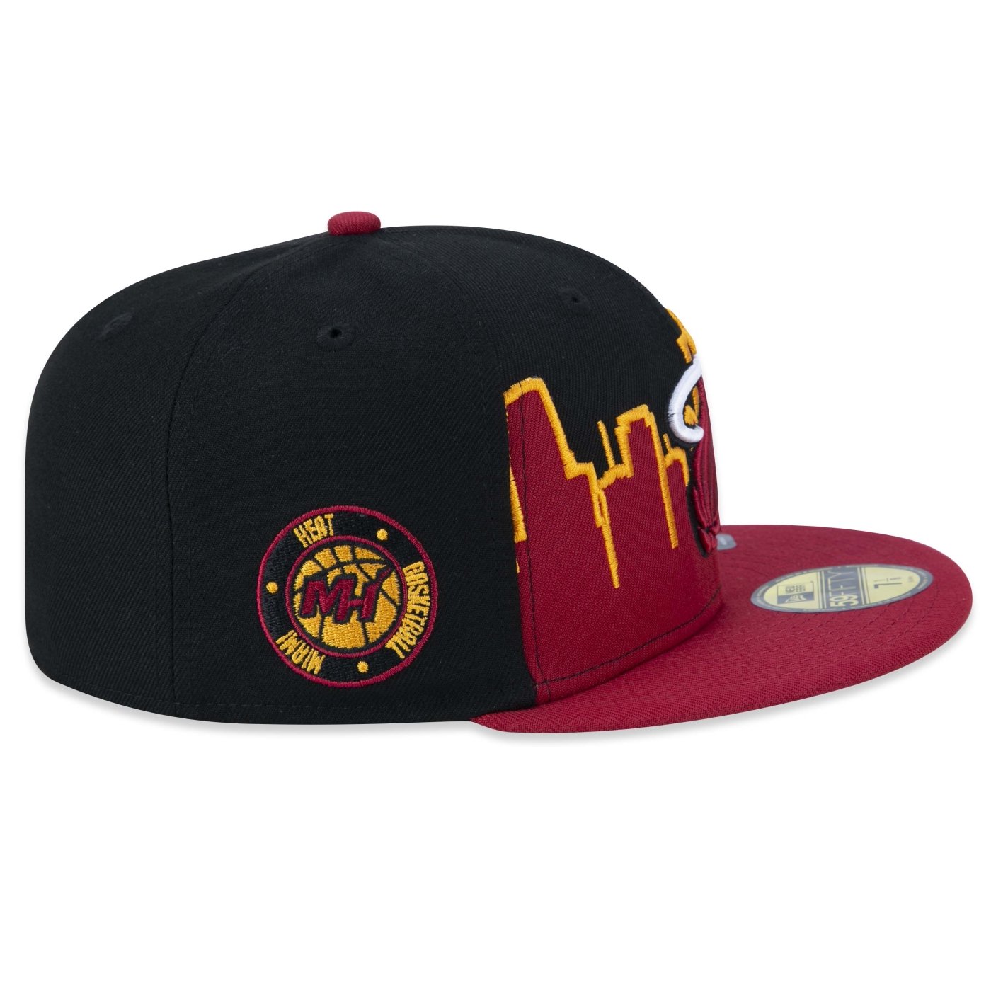 Boné New Era 59FIFTY Miami Heat Tip-Off Aba Reta Fitted Preto 6