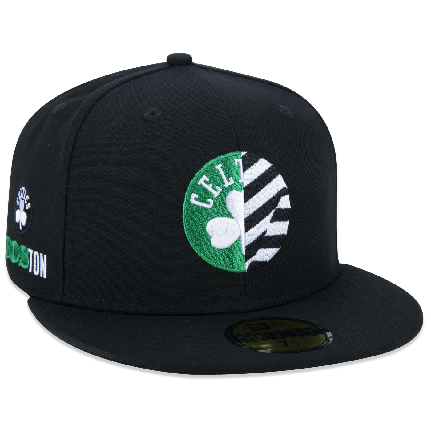 Bone New Era 59FIFTY NBA NETO 78 Boston Celtics Aba Reta Preto Preto 3