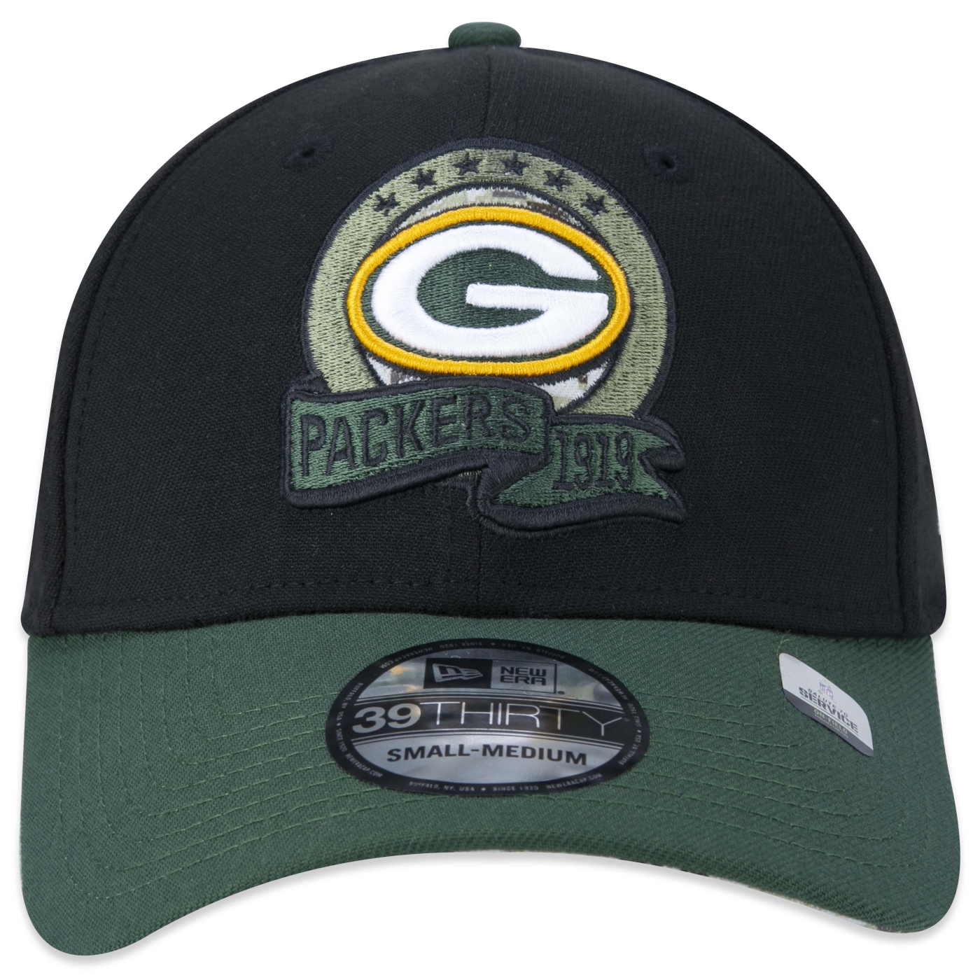 Bone New Era 39THIRTY Green Bay Packers Salute To Service 2022 Stretch Fit Preto 2