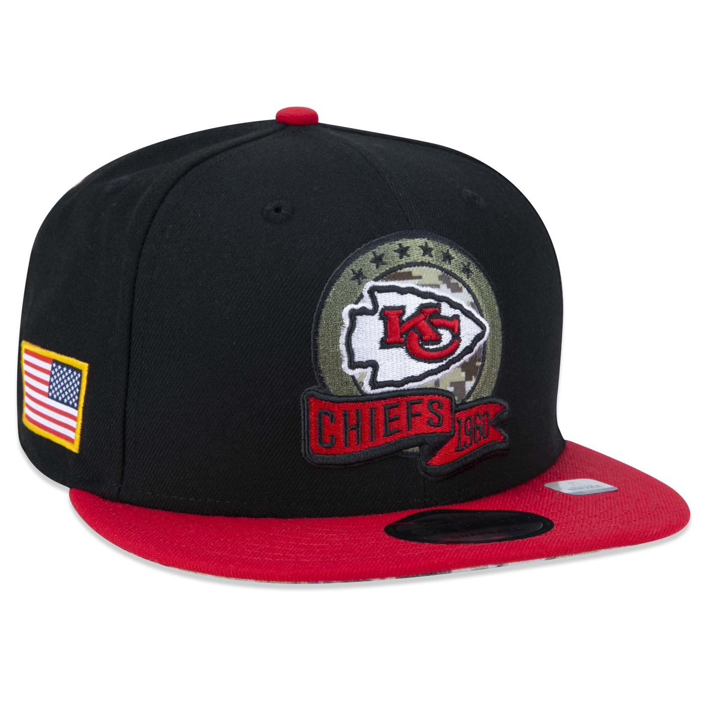 Bone New Era 9FIFTY Kansas City Chiefs Salute To Service 2022 Aba Reta Preto 1