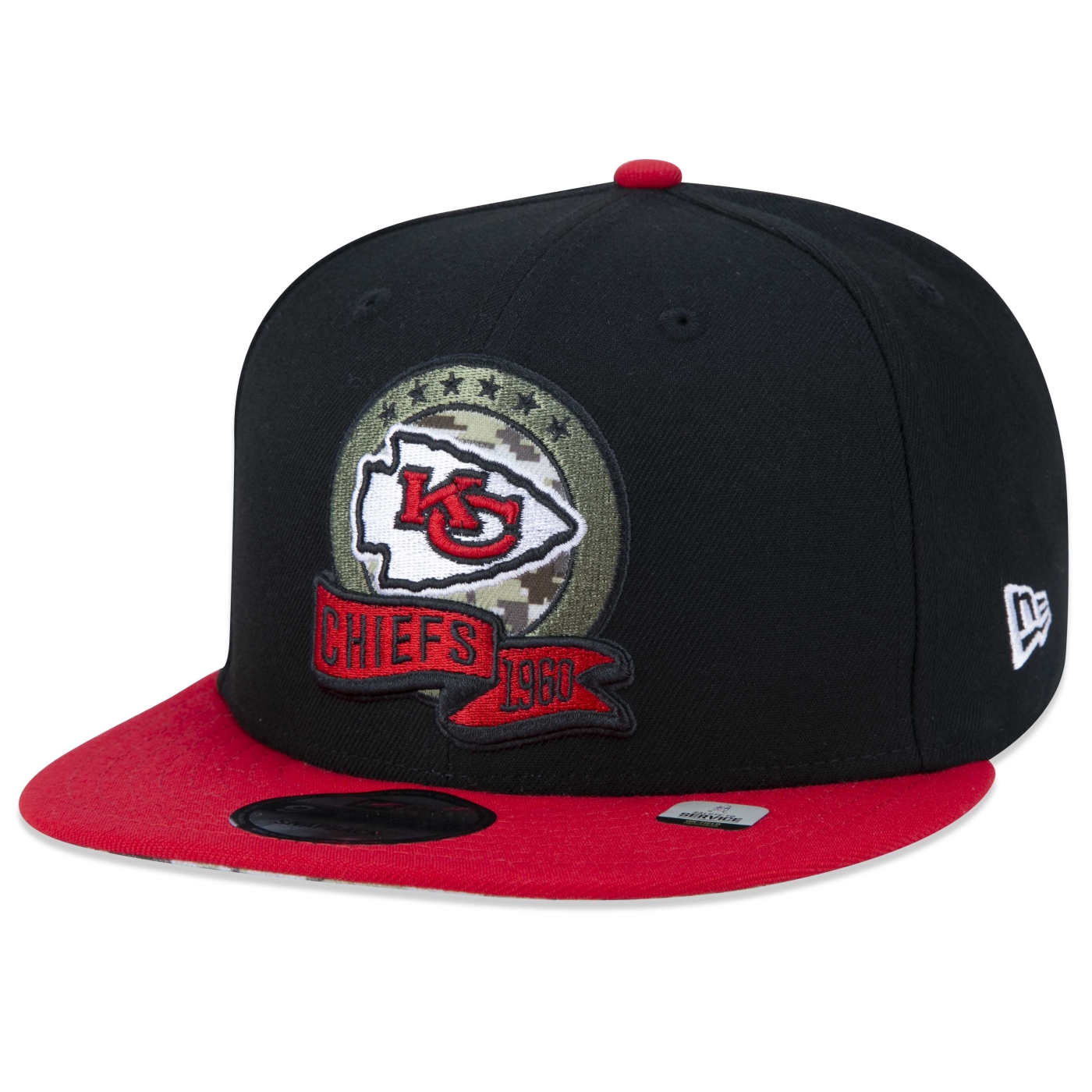 Bone New Era 9FIFTY Kansas City Chiefs Salute To Service 2022 Aba Reta Preto 3