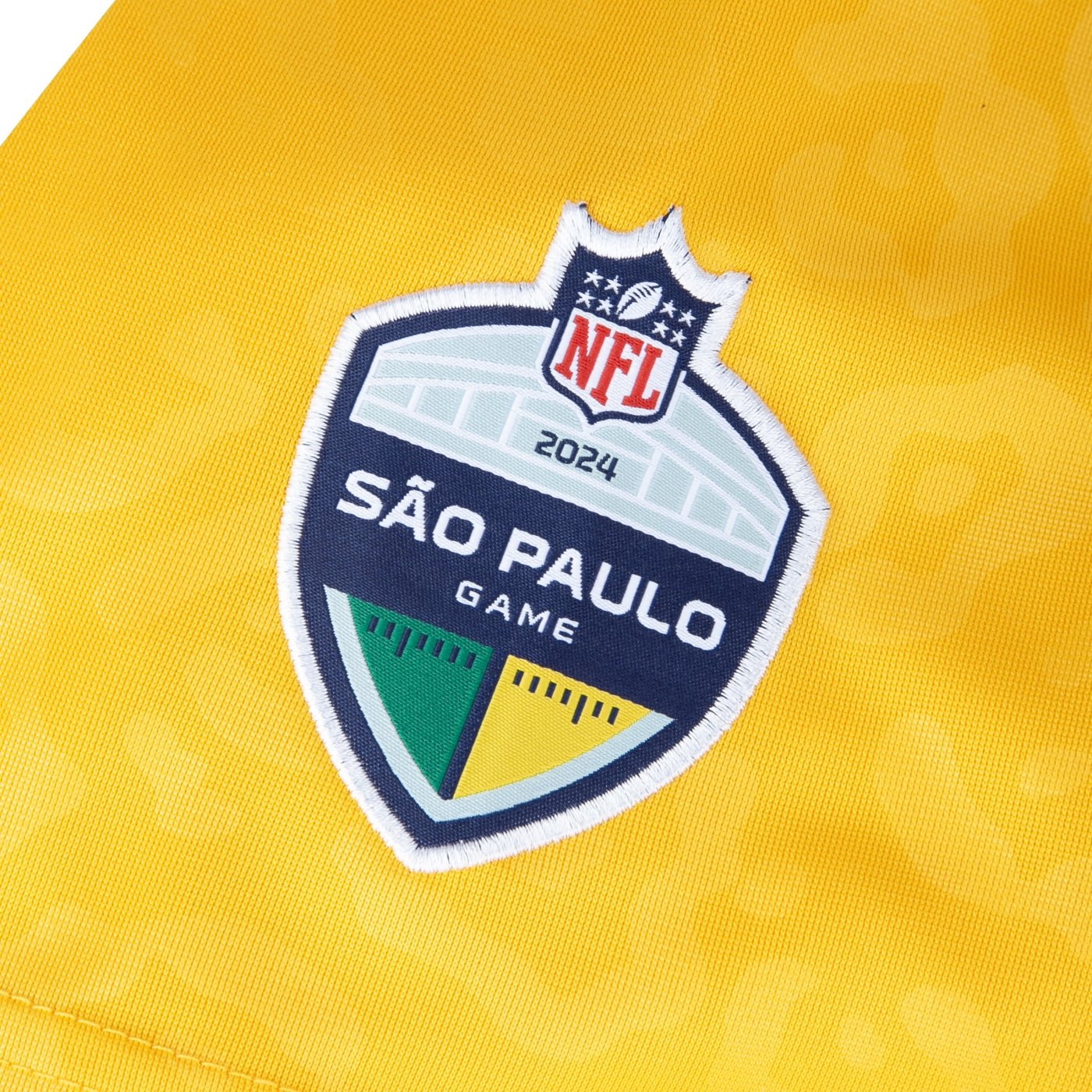 Camiseta New Era Regular Onca Pintada Green Bay Packers 2024 Sao Paulo Game Amarelo 4