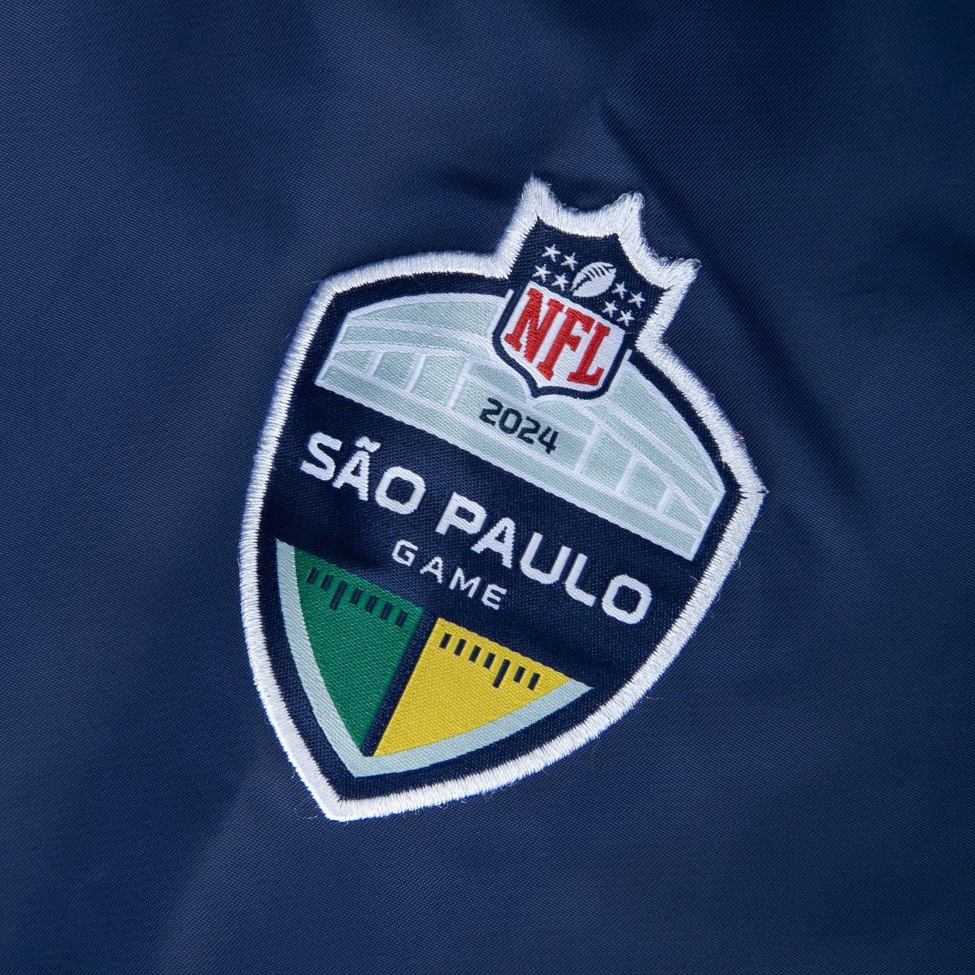 Jaqueta New Era Varsity NFL 2024 Sao Paulo Game Azul 4