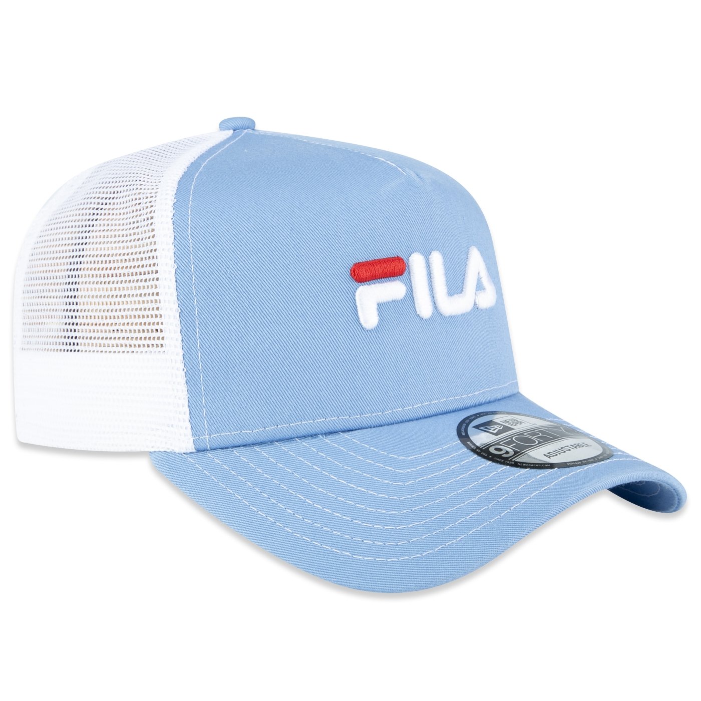 Bone New Era 9FORTY A-Frame Trucker Colaboracao New Era x Fila Azul/Branco 2
