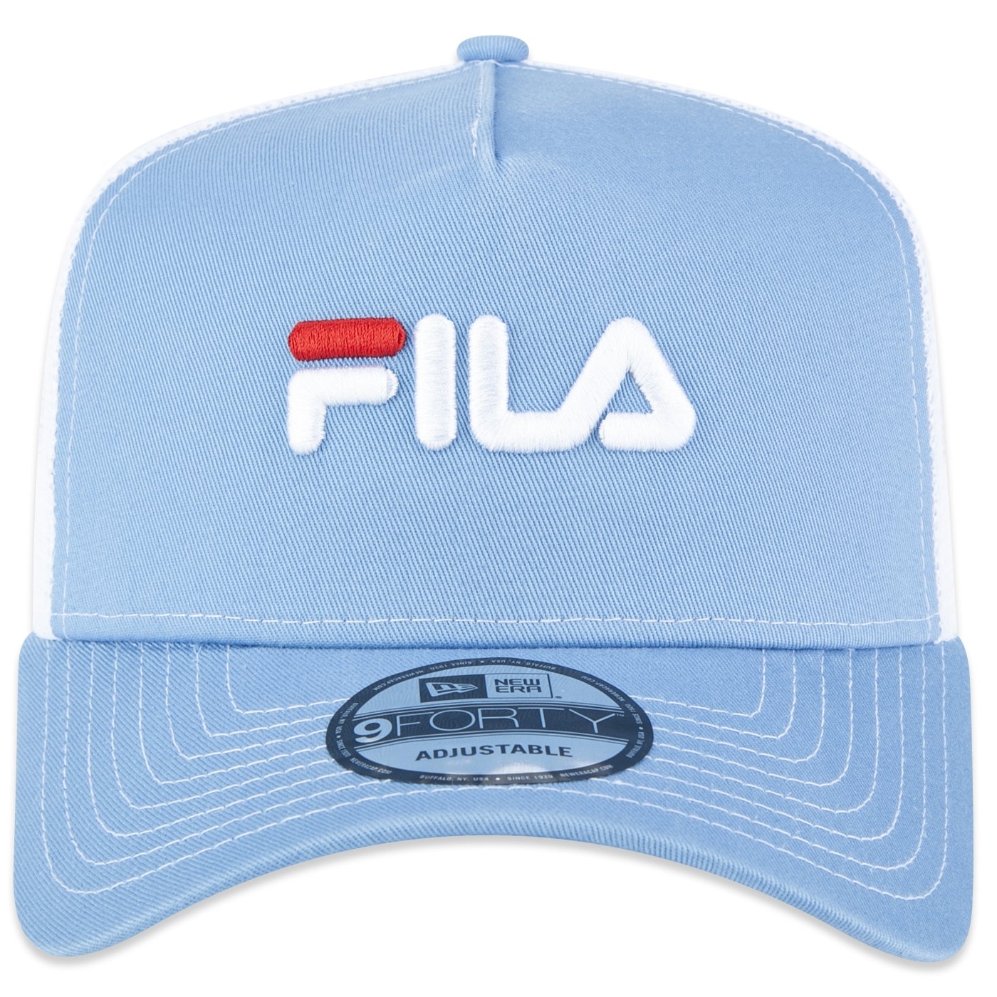 Bone New Era 9FORTY A-Frame Trucker Colaboracao New Era x Fila Azul/Branco 3