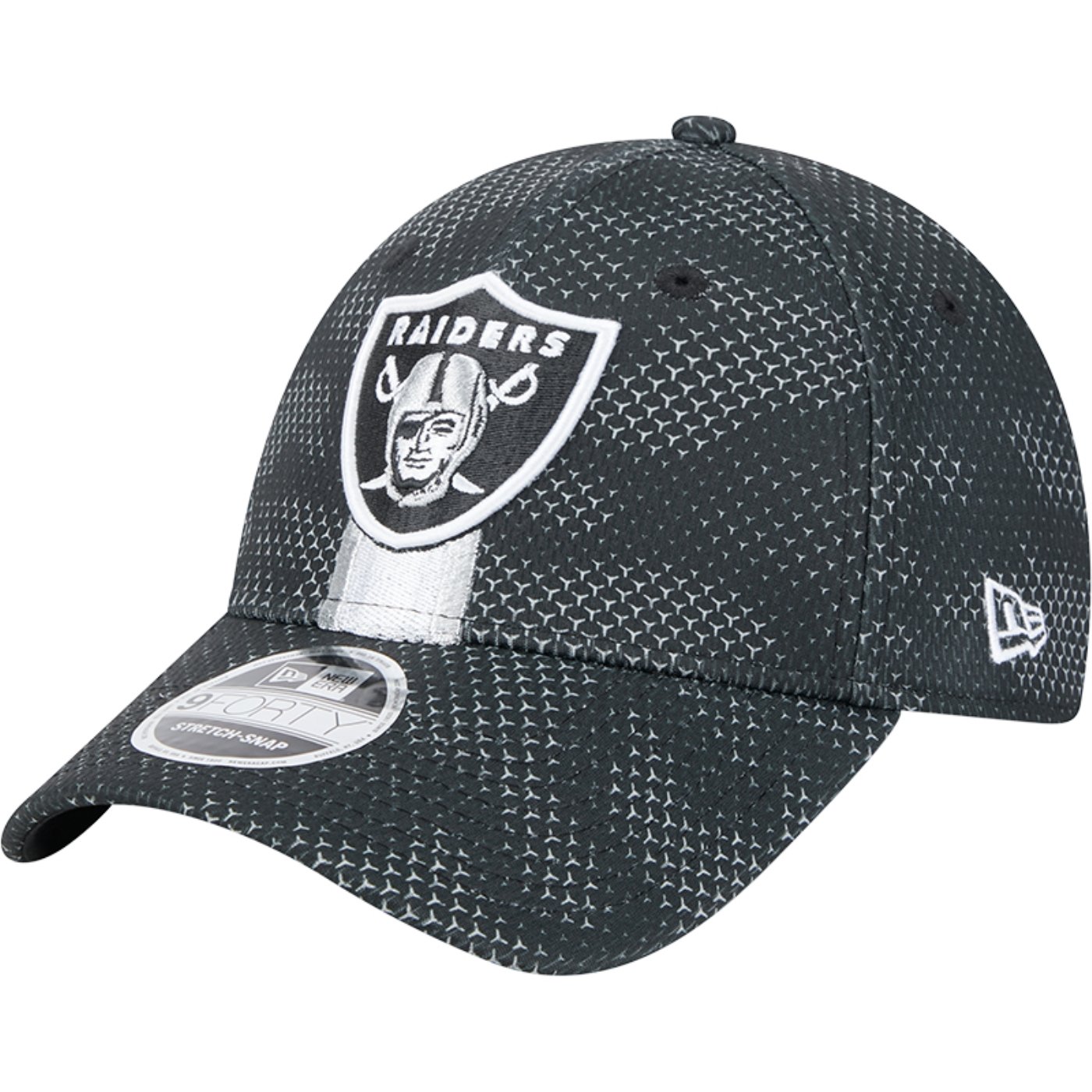 Bone New Era 9FORTY Stretch Snap Las Vegas Raiders NFL Sideline 2024-25 Preto 1