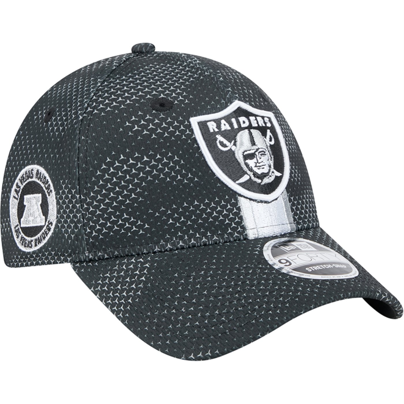 Bone New Era 9FORTY Stretch Snap Las Vegas Raiders NFL Sideline 2024-25 Preto 2