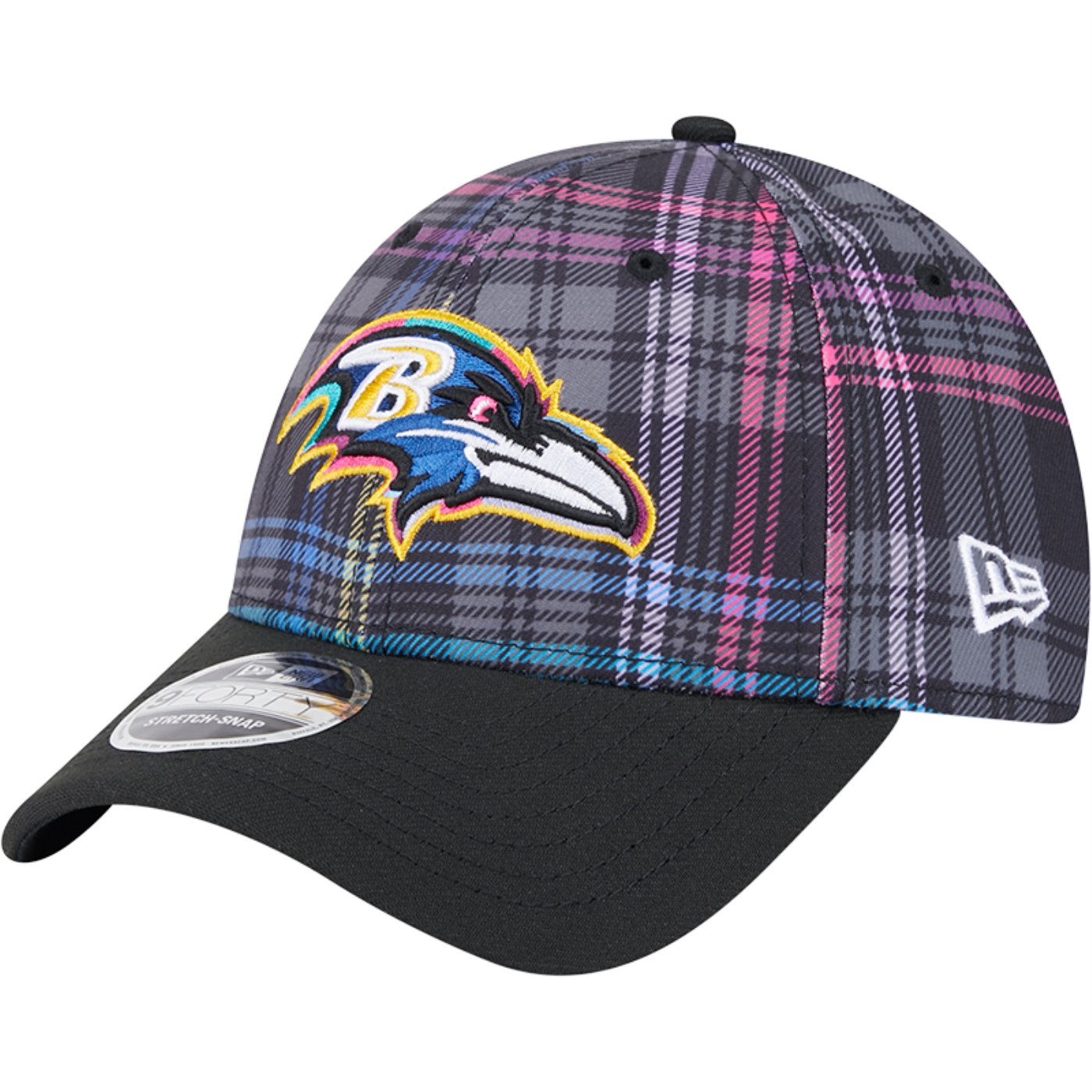 Bone New Era 9FORTY Stretch Snap Baltimore Ravens NFL Crucial Catch 2024 Preto 1