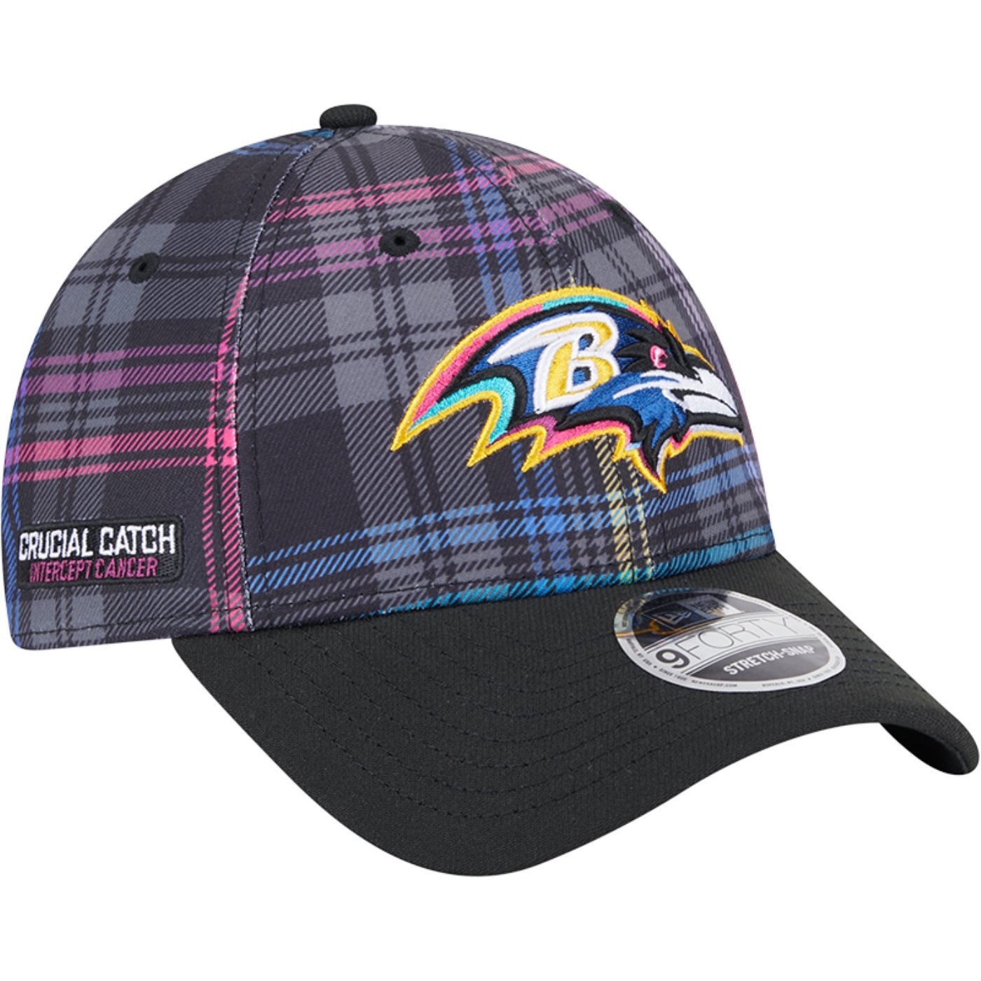 Bone New Era 9FORTY Stretch Snap Baltimore Ravens NFL Crucial Catch 2024 Preto 2