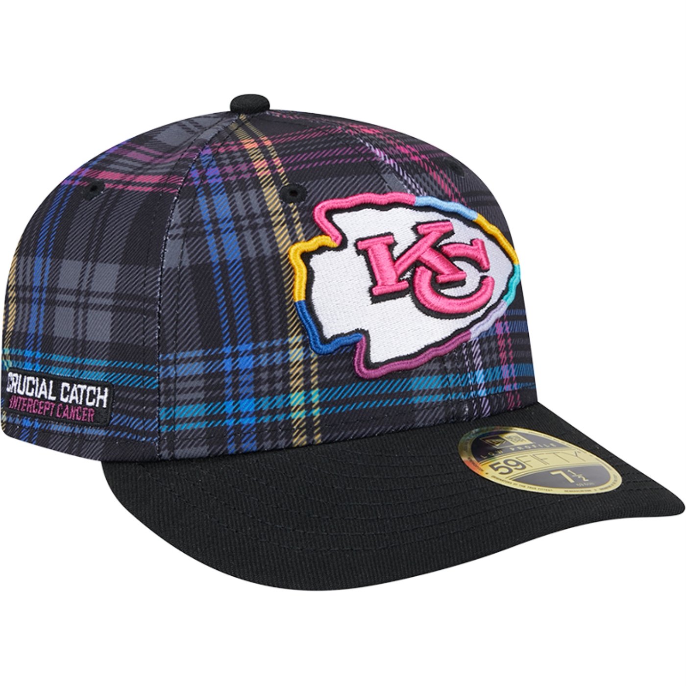 Bone New Era 59FIFTY Low Profile Kansas City Chiefs NFL Crucial Catch 2024 Preto 2