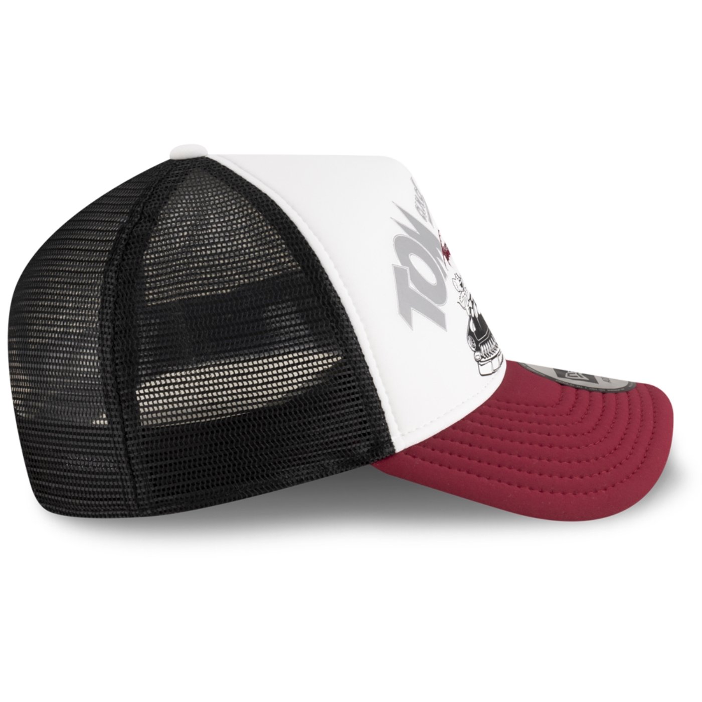 Bone New Era 9FORTY A-Frame Trucker Tom & Jerry Auto Repair Vermelho 5